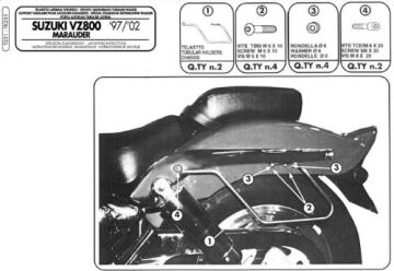 Kappa TK251 SUZUKI VZ 800 MARAUDER (9702) Yan Kumas Canta Tasıyıcı