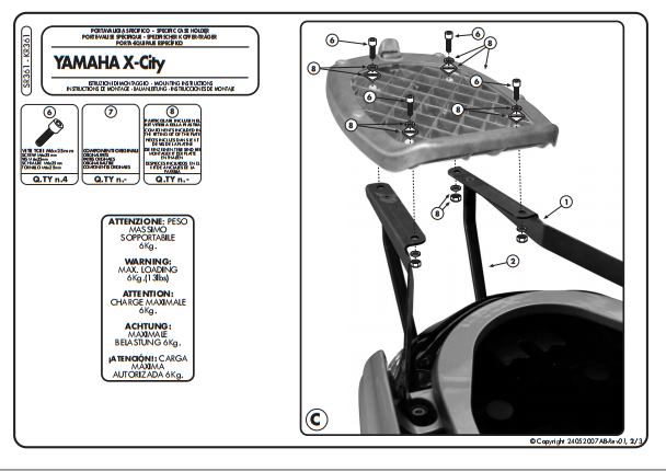 Kappa KR361 Yamaha XCITY 125250 (07-15) Arka Canta Tasıyıcı