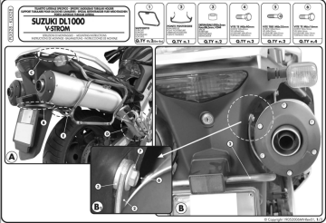 Kappa KLX528 Suzukı DL 1000 V-STROM (02-11) KAWASAKI KLV 1000 (04-10) Yan Canta Tasıyıcı