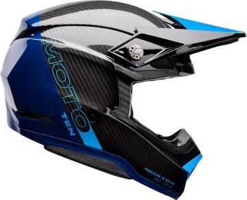 Bell Moto-10 Mıps Spherical Strike Karbon Motocross Kapalı Kask Mavi