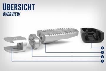 BMW R 1300 GS ve GS Adventure Wunderlich Vario Ayak Dayanağı Gümüş