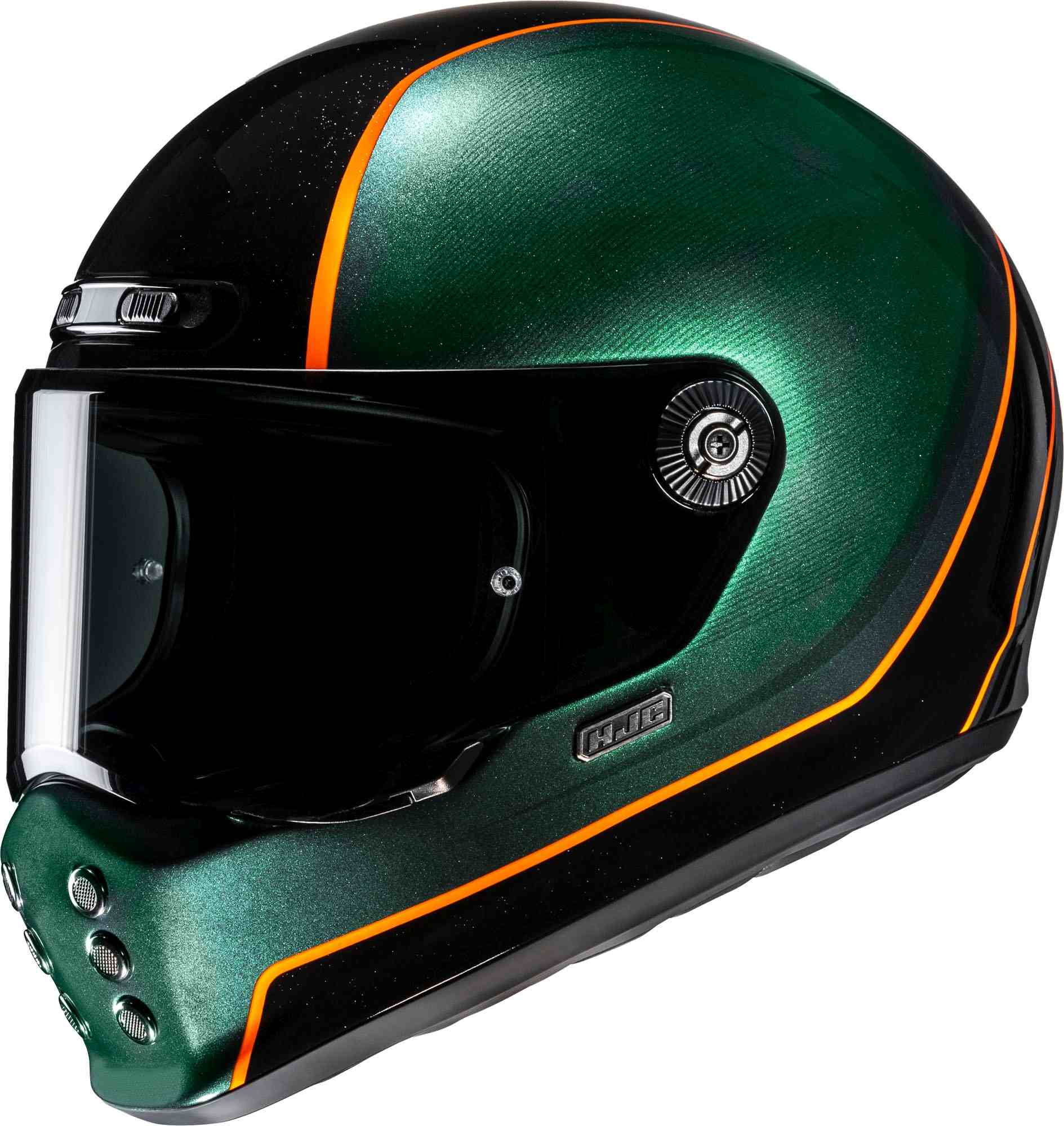 HJC V10 Hodu Kapalı Kask Yeşil/Siyah/Turuncu