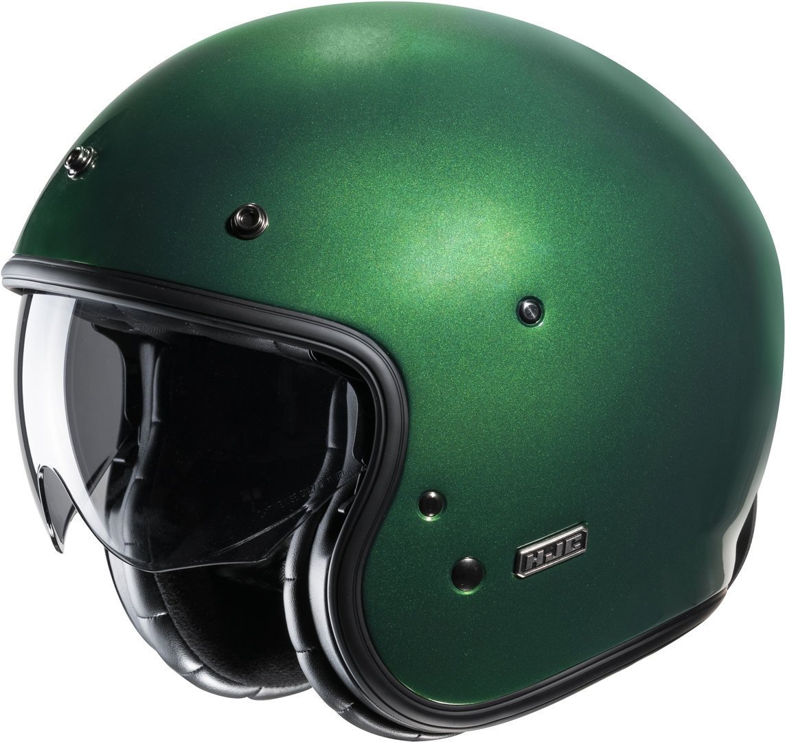 Hjc V31 Solid Retro Jet Kask Yeşil