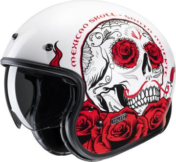 HJC V31 Desto Retro Jet Kask Beyaz/Kırmızı