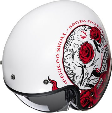 HJC V31 Desto Retro Jet Kask Beyaz/Kırmızı