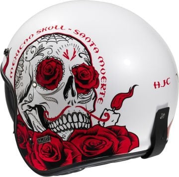 HJC V31 Desto Retro Jet Kask Beyaz/Kırmızı