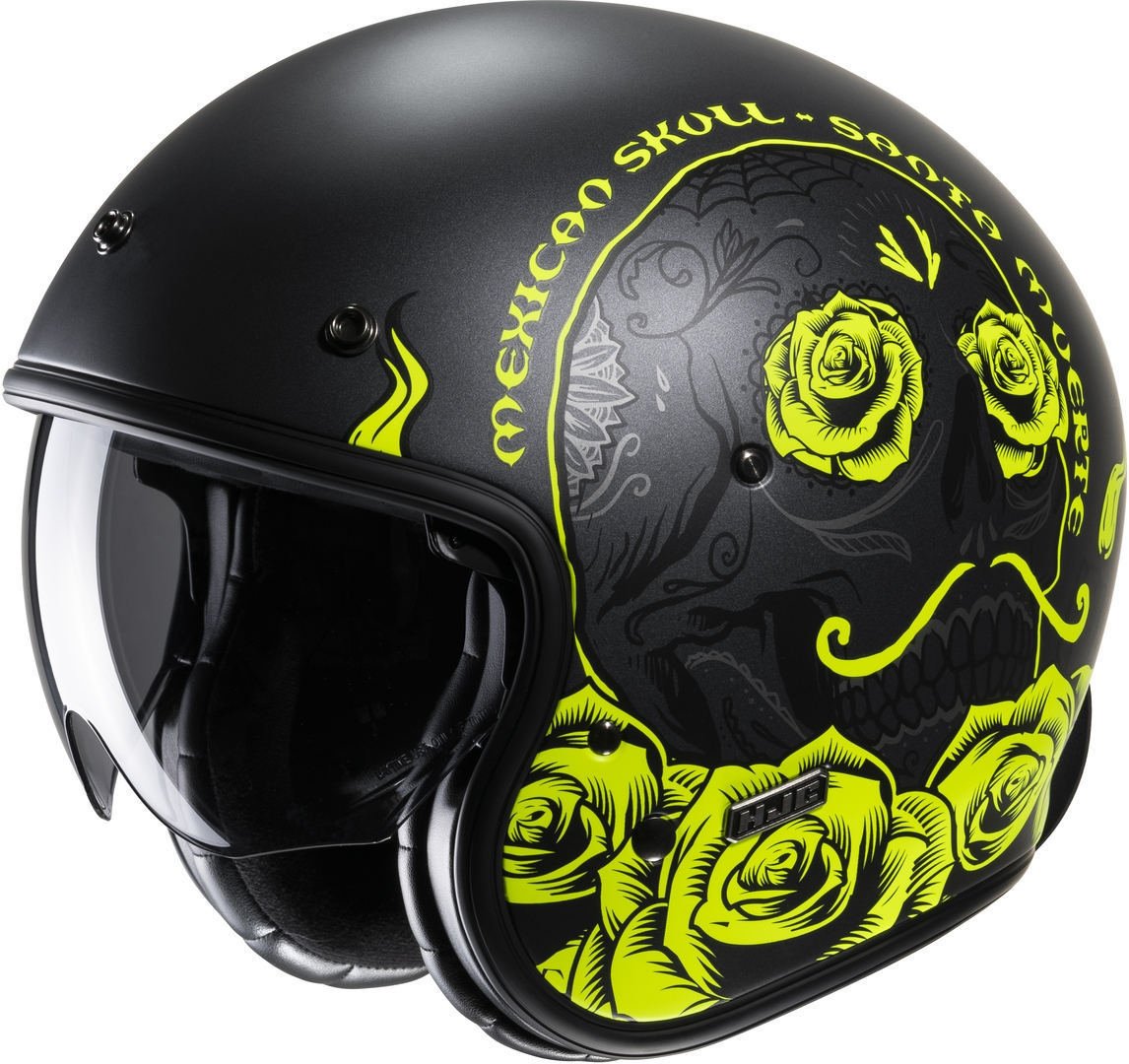 HJC V31 Desto Retro Jet Kask Siyah/Sarı