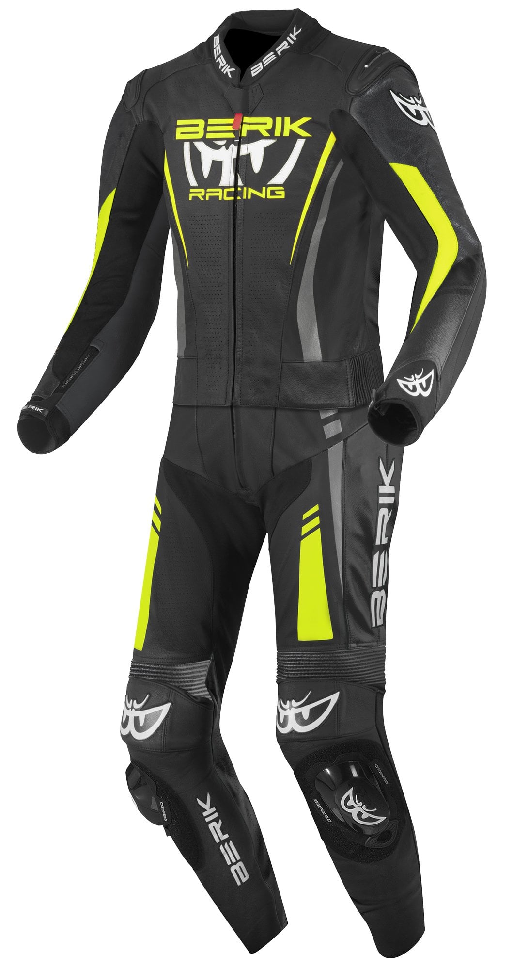 Berik Absolute GP2 2-Parça Deri Tulum Siyah-Gri-Neon Sarı
