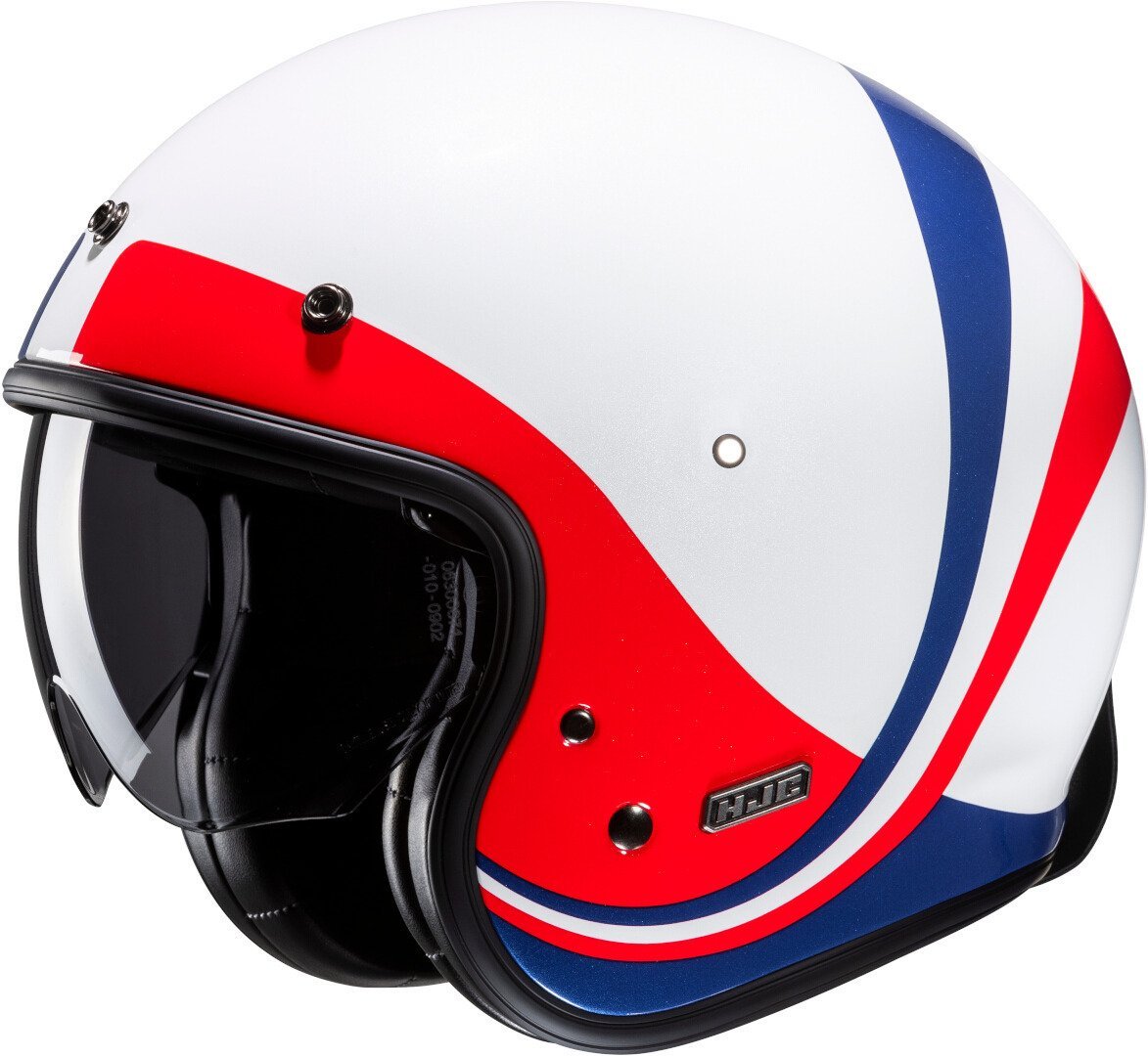 HJC V31 Emgo Retro Jet Kask Beyaz/Kırmızı