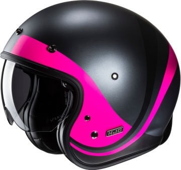 HJC V31 Emgo Retro Jet Kask Siyah/Pembe