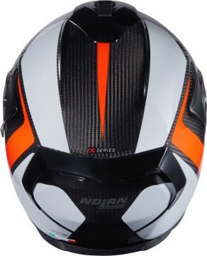 Nolan X-903 Ultra Carbon Intrigo N-Com Kask Siyah-Beyaz-Turuncu