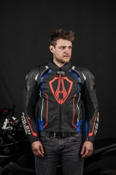 Arlen Ness Track Deri Motosiklet Montu Siyah/Mavi/Kırmızı