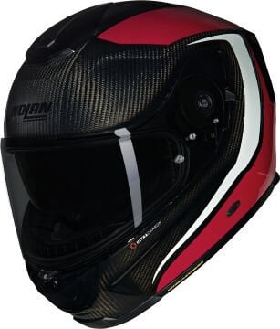 Nolan X-903 Ultra Carbon Intrigo N-Com Kask Siyah-Kırmızı-Gri
