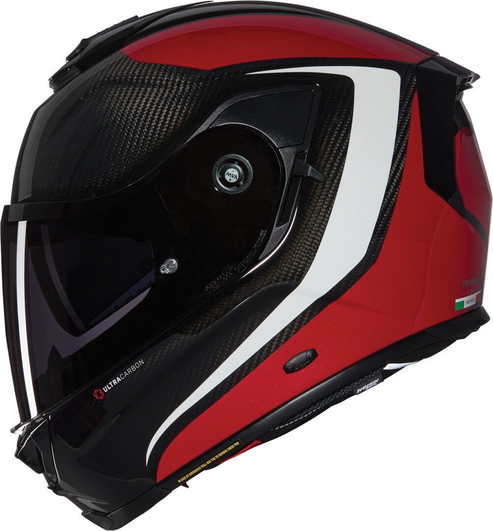 Nolan X-903 Ultra Carbon Intrigo N-Com Kask Siyah-Kırmızı-Gri