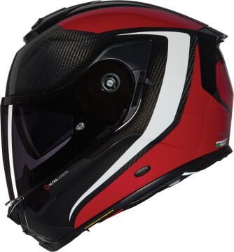 Nolan X-903 Ultra Carbon Intrigo N-Com Kask Siyah-Kırmızı-Gri