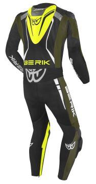 Berik Absolute GP 1-Parça Deri Tulum Siyah-Floresan Sarı-Yeşil