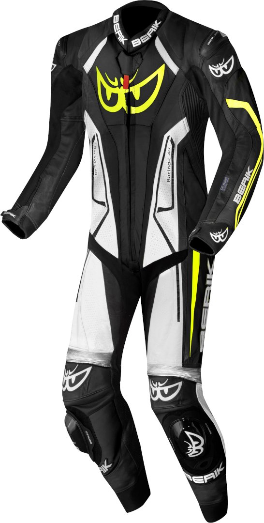 Berik Losail-R Tek Parça Delikli Deri Tulum Siyah-Beyaz