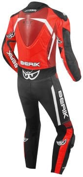 Berik RSF-Teck Tek Parça Delikli Deri Tulum Siyah-Beyaz-Kırmızı