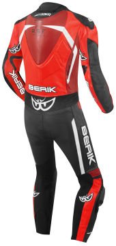 Berik RSF-Teck 1-Parça Delikli Deri Tulum Siyah-Beyaz-Kırmızı