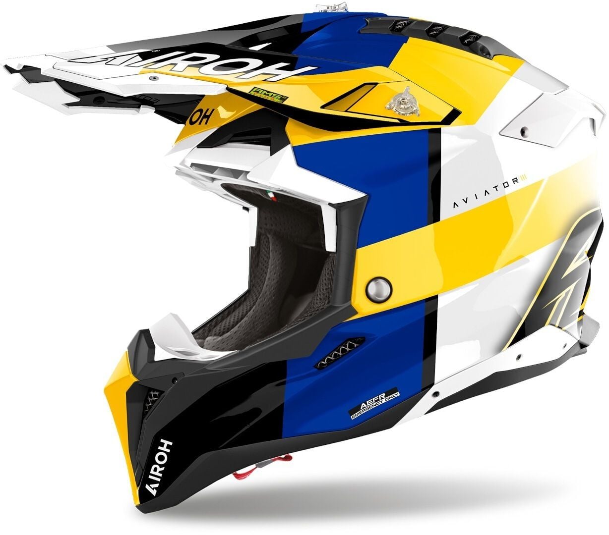 Airoh Aviator 3 Monarch Kapalı Kask mavi/beyaz/sarı