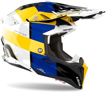 Airoh Aviator 3 Monarch Kapalı Kask mavi/beyaz/sarı