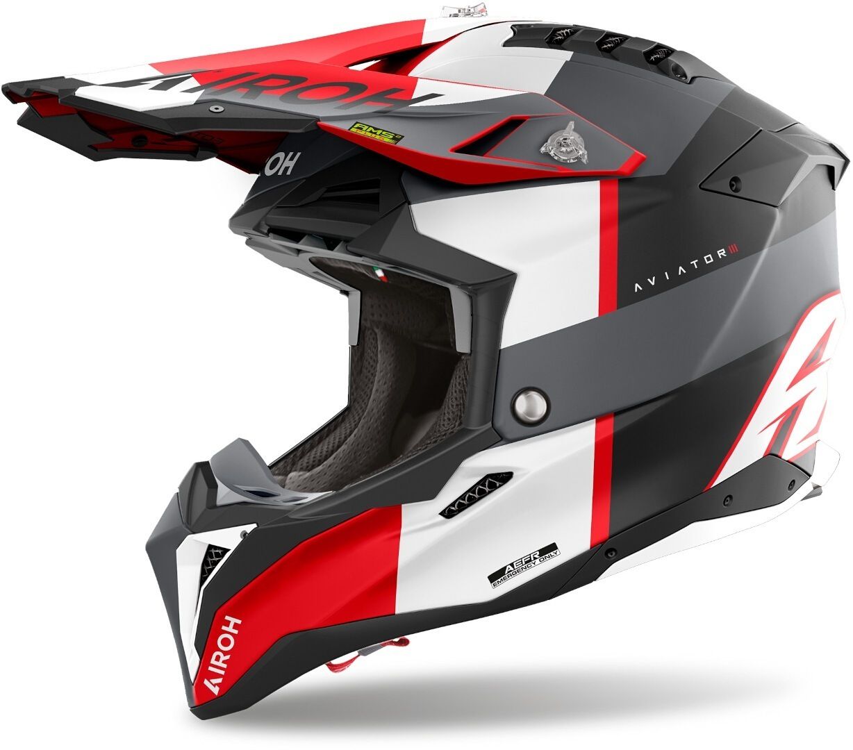 Airoh Aviator 3 Monarch Kapalı Kask siyah mat/gri/kırmızı