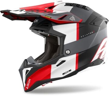 Airoh Aviator 3 Monarch Kapalı Kask siyah mat/gri/kırmızı
