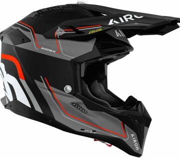 Airoh Aviator 3 Leader Kapalı Kask Siyah/Gri/Turuncu