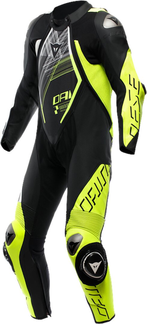 Dainese Audax D-Zip Delikli Tek Parça Motosiklet Deri Tulum Siyah-Sarı