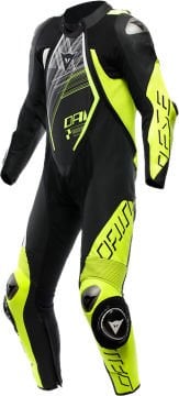Dainese Audax D-Zip Delikli Tek Parça Motosiklet Deri Tulum Siyah-Sarı