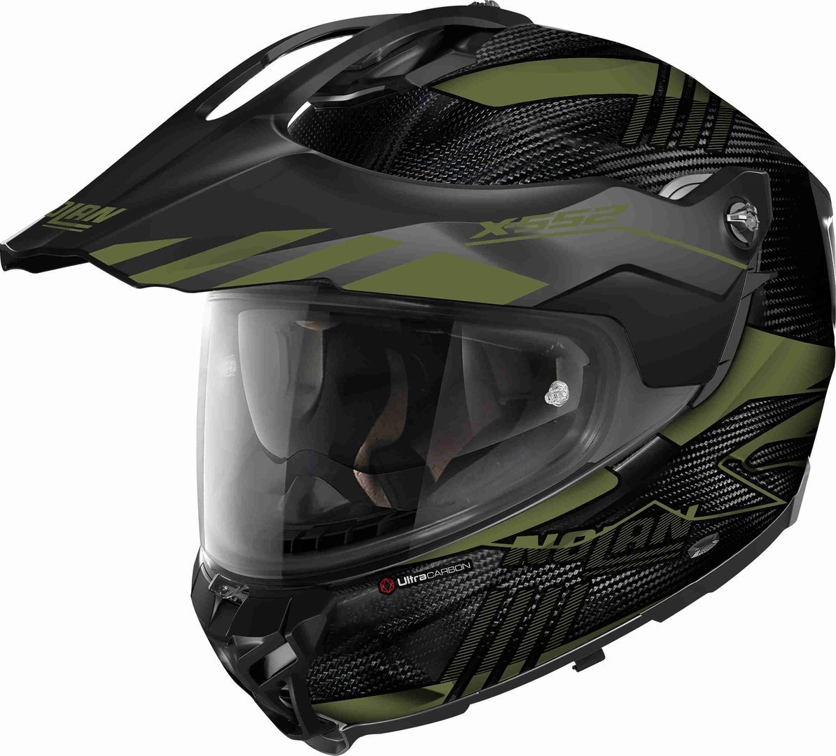 Nolan X-552 Ultra Carbon Wingsuit N-Com Kapalı Kask Mat Siyah/Yeşil