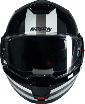 Nolan N120-1 Lineo N-Com Çene Arkaya Açılır Kask Siyah/Beyaz/Gümüş