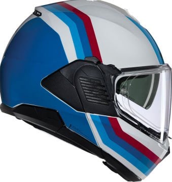 Nolan N120-1 Lineo N-Com Çenesi Arkaya Açılır Kask Beyaz/Mavi/Kırmız