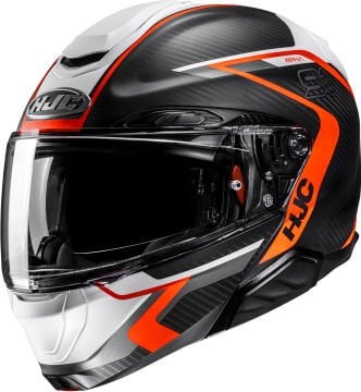 HJC RPHA 91 Karbon Lagos Çene Açılır Kask Siyah-Turuncu
