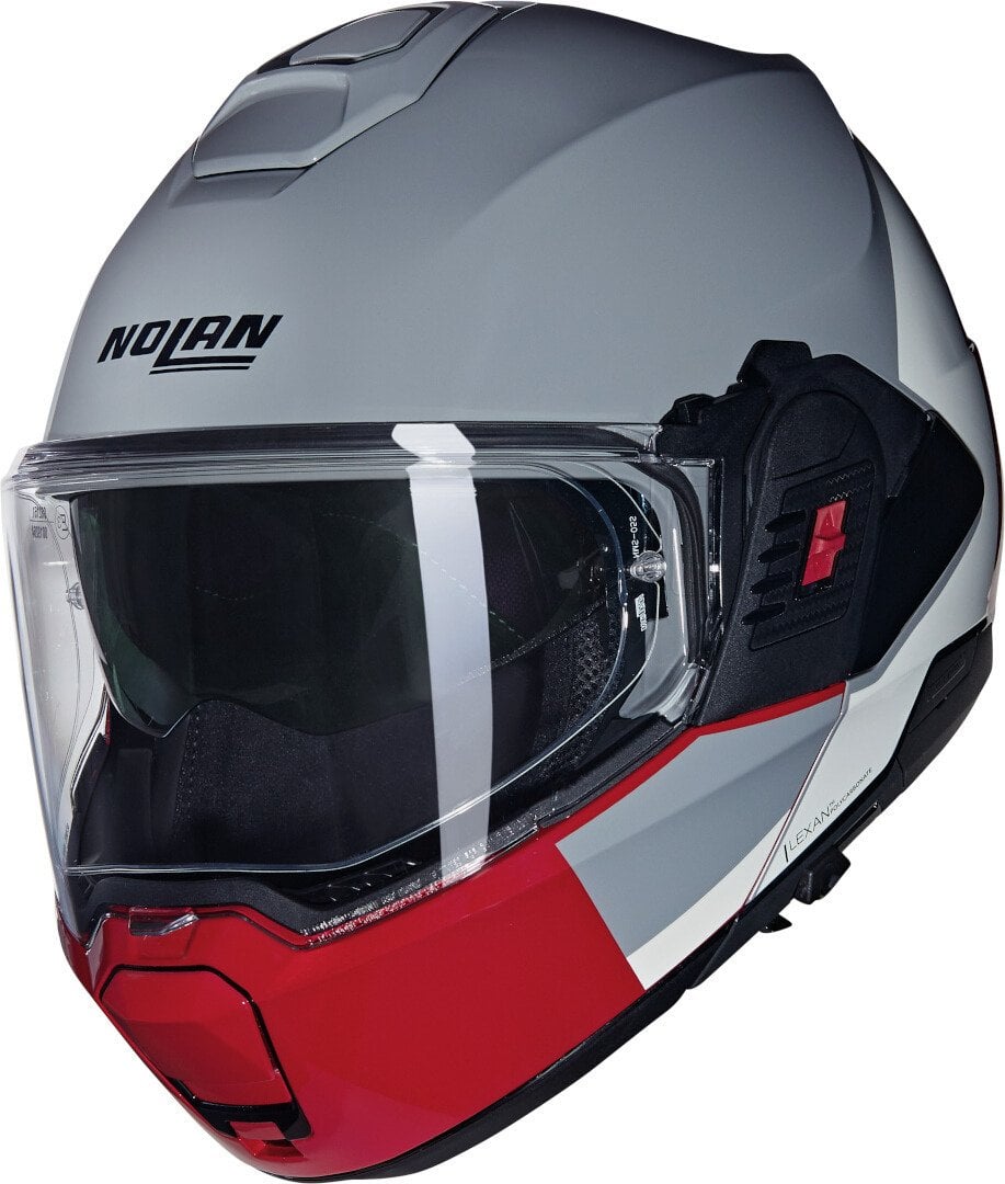 Nolan N120-1 Grafo N-Com Çenesi Arkaya Açılır Kask Beyaz/Kırmızı/Gri