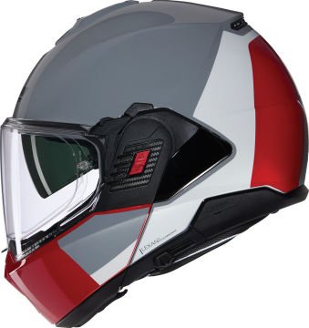 Nolan N120-1 Grafo N-Com Çenesi Arkaya Açılır Kask Beyaz/Kırmızı/Gri