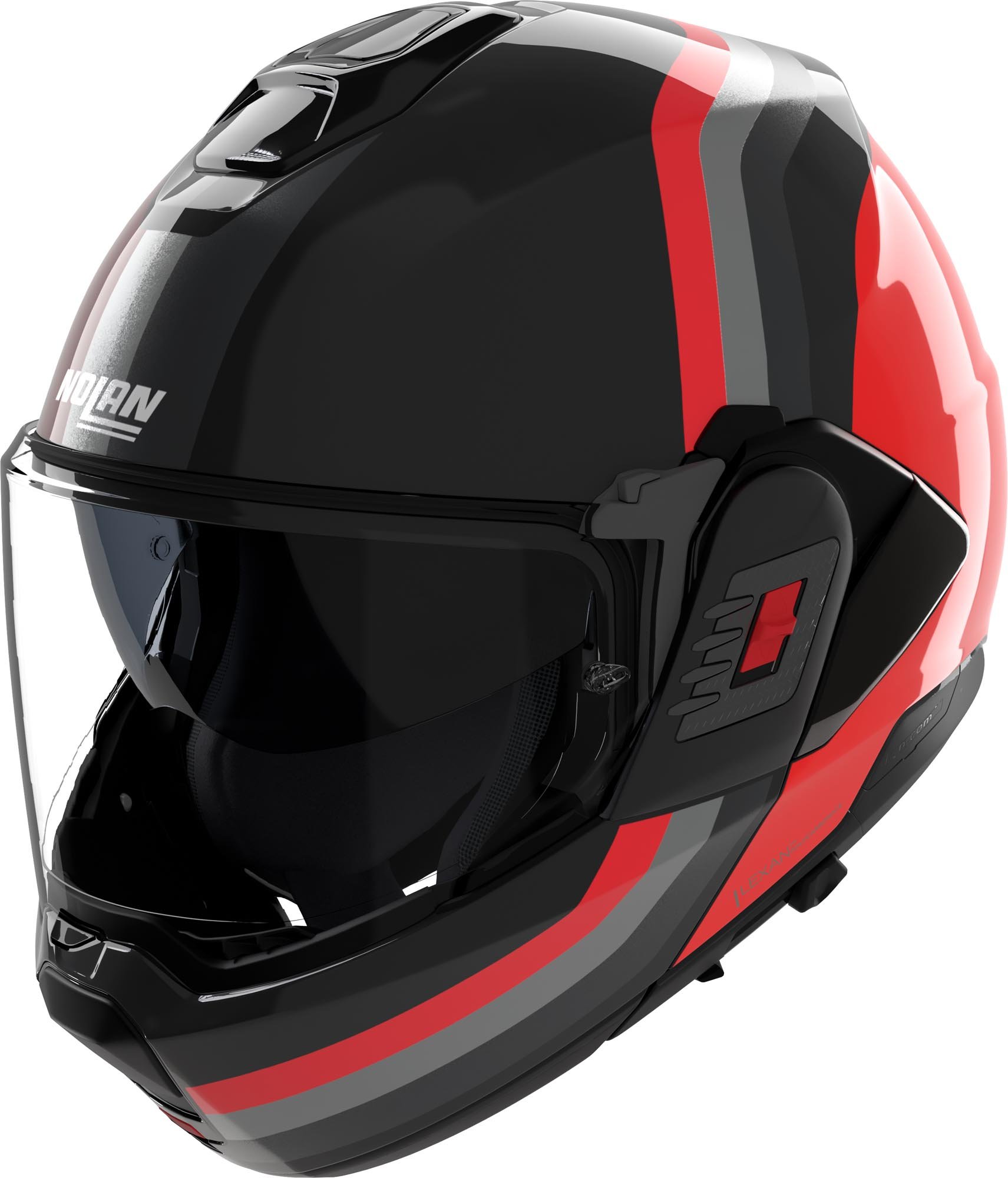 Nolan N120-1 Lineo N-Com Çene Arkaya Açılır Kask Siyah/Kırmızı