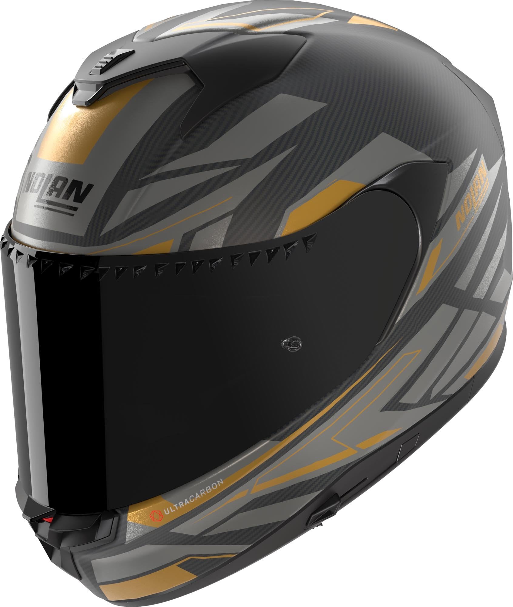 Nolan X-904 Ultra Carbon Rombo I-ESS Kapalı Kask Gri-Altın
