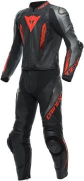 Dainese Laguna Seca 5 2 Parça Motosiklet Deri Tulum Siyah-Gri-Kırmızı