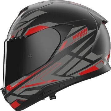 Nolan X-904 Ultra Carbon Rombo I-ESS Kapalı Kask Gri-Kırmızı