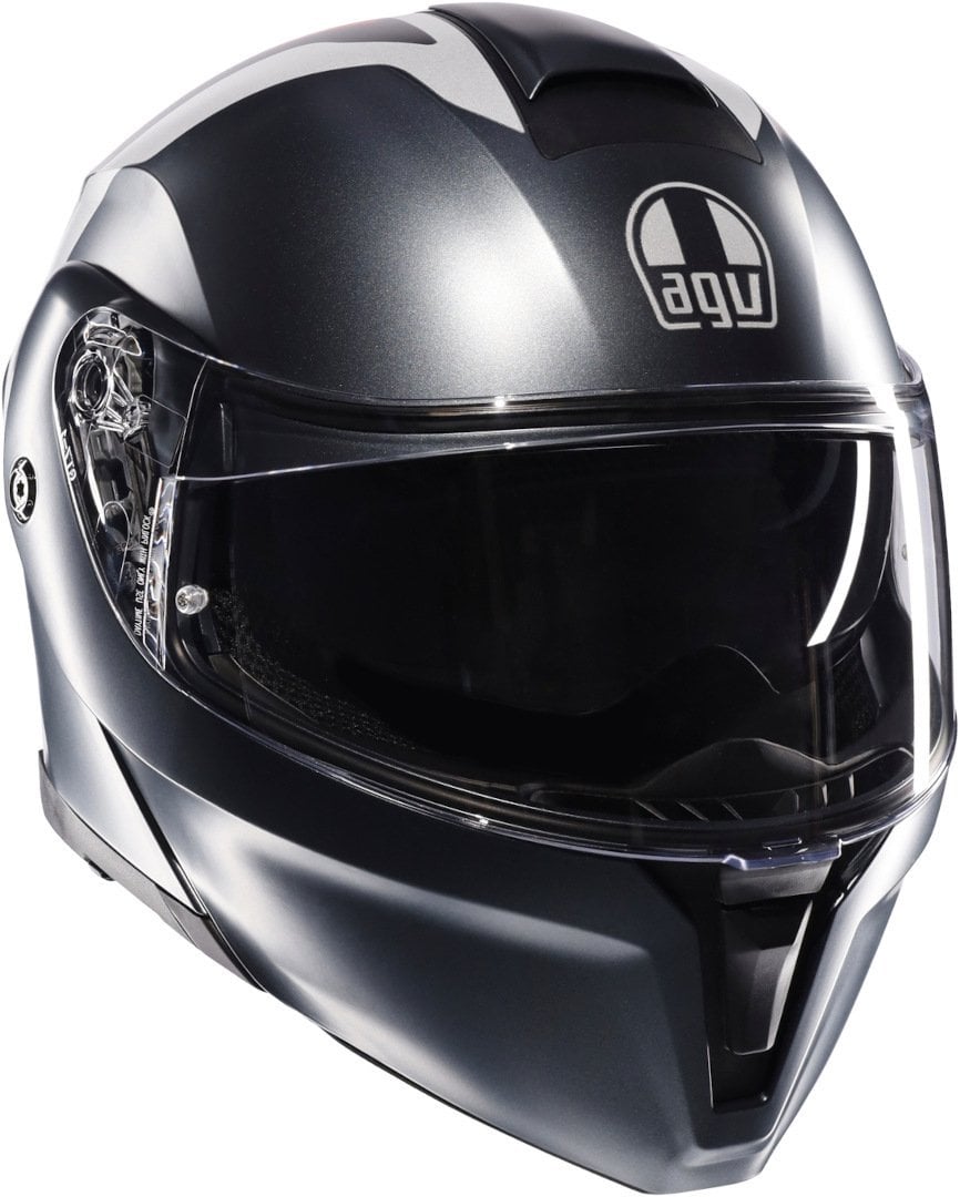 AGV Streetmodular Resia Kapalı Kask Mat Gri-Kırmızı