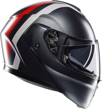 AGV Streetmodular Resia Kapalı Kask Mat Gri-Kırmızı