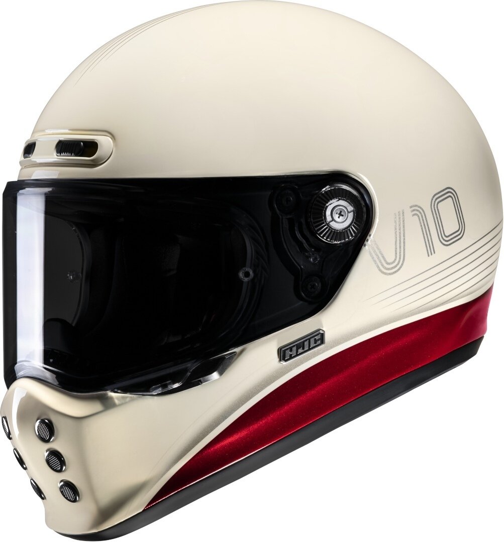 Hjc V10 Tami Retro Kapalı Kask Krem/Kırmızı