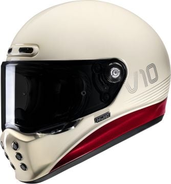 Hjc V10 Tami Retro Kapalı Kask Krem/Kırmızı
