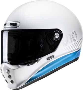 Hjc V10 Tami Retro Kapalı Kask Beyaz/Mavi