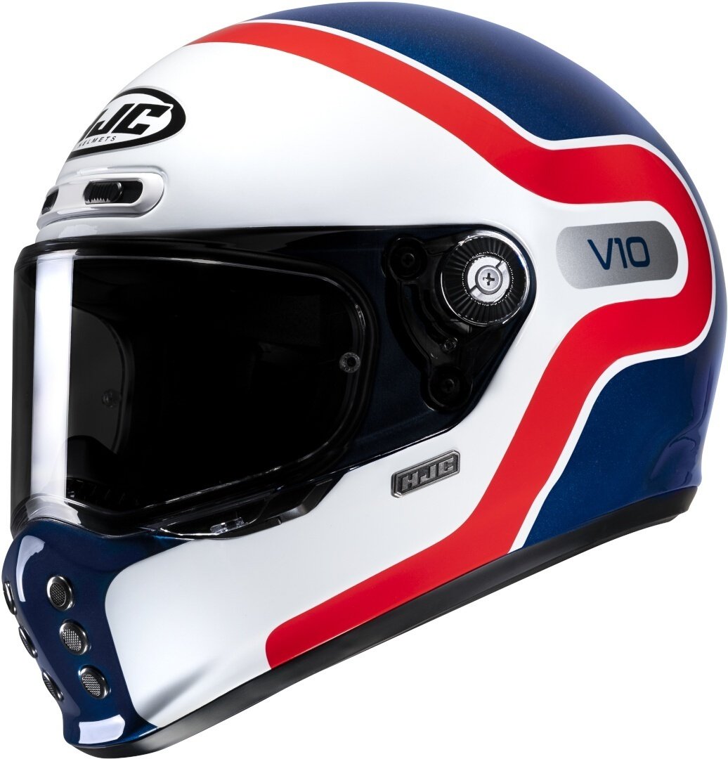 HJC V10 Grape Retro Kapalı Kask Beyaz/Mavi/Kırmızı