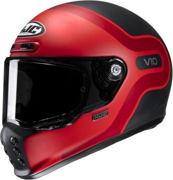 HJC V10 Grape Retro Kapalı Kask Siyah/Kırmızı