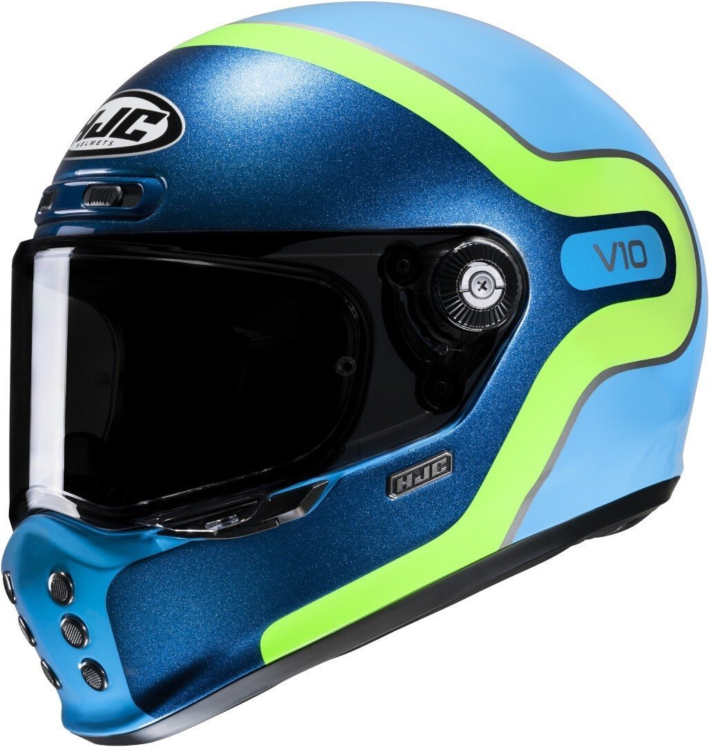 HJC V10 Grape Retro Kapalı Kask Mavi/Yeşil