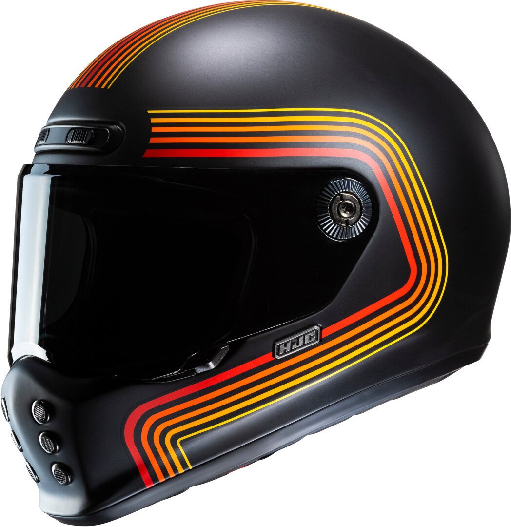 HJC V10 Foni Retro Kapalı Kask Siyah/Sarı/Kırmızı