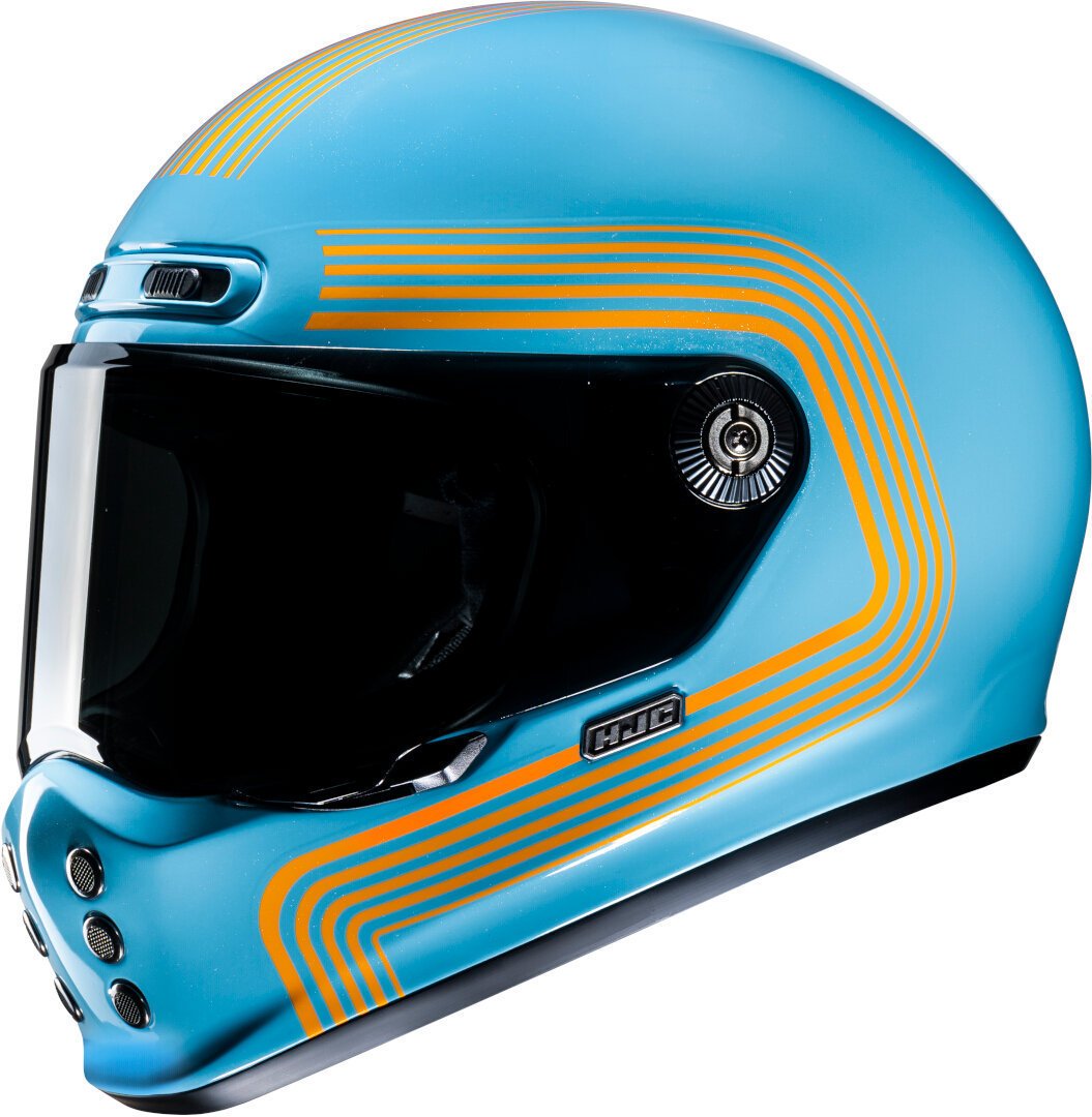 HJC V10 Foni Retro Kapalı Kask Mavi/Turuncu